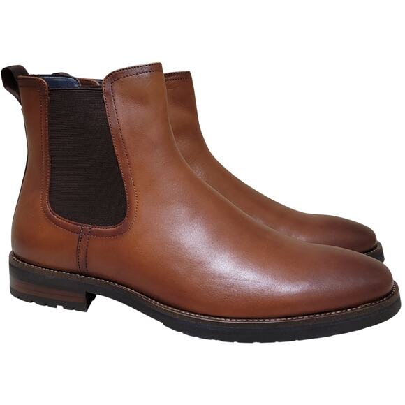 Steve Madden Men Sverne Chelsea Ankle Boots Size US 10.5M Tan Brown Leather